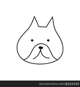 Vector isolated image for use in print or web design. Bulldog dog in cartoon style on white background