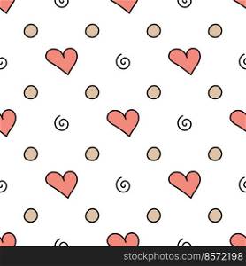 Vector isolated image for use in textile or packaging design. Doodle-style heart pattern on white background