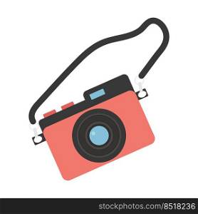 Vector isolated image for use in web design. Red camera on a white background of the clipart design