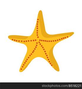 Vector isolated image for use in web design or clipart. Yellow starfish with red spots on a white background