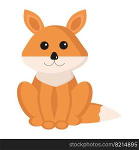 Vector isolated image for website design. A sitting fox cub on a white background for use in a clipart
