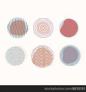 Vector isolated objects for use in web design. Abstract set of circles and stripes for clipart