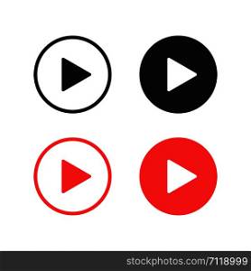 Vector isolated play buttons or icon. Multimedia signs. Play music buttons in black and red colors. EPS 10. Vector isolated play buttons or icon. Multimedia signs. Play music buttons in black and red colors.