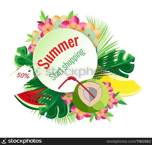 Vector isolated tropical summer composition. Transparent background.