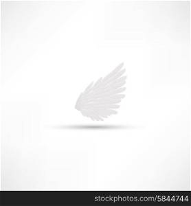 Vector isolated white wing of a bird