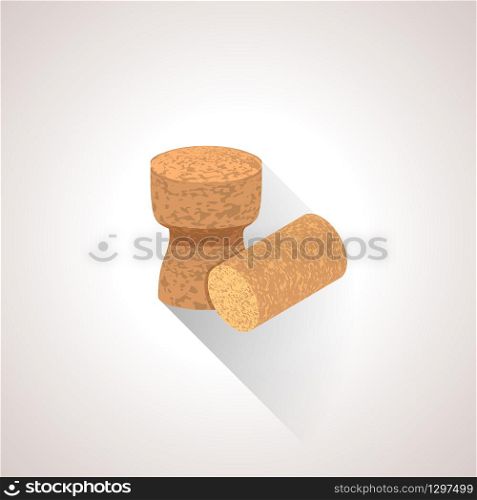 vector isometric design cork textured champagne wine plugs alcohol set isolated illustration brown background . vector isometric cork plugs illustration