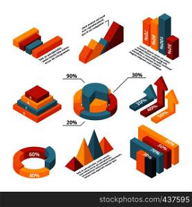 Vector isometric diagrams for business infographic. Illustration of graphic and chart info. Vector isometric diagrams for business infographic