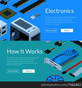Vector isometric electronic devices horizontal web banners amd poster illustration. Vector isometric electronic devices horizontal web banners illustration