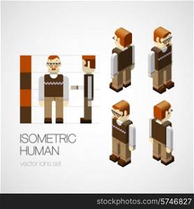 Vector isometric human set. Icon vector illustration. Vector isometric human set