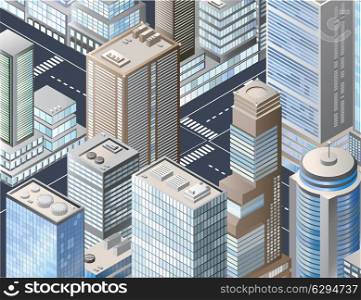 Vector isometric illustration of a city block