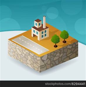 Vector isometric portion of the landscape with factories