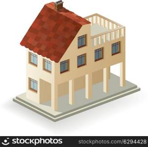 Vector isometric view of a country house
