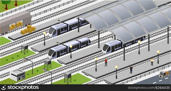 Vector isometric view of the city station
