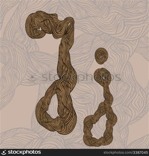 "vector "J" letter of oak tree wooden texture on seamless wooden background"