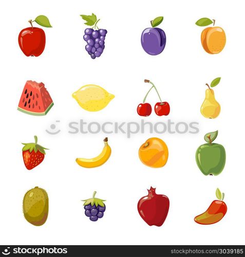 Vector juicy fruits collection isolated over white. Vector juicy fruits collection isolated over white. Collection of fresh food illustration