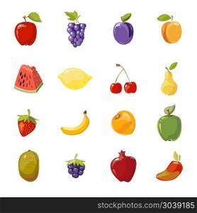 Vector juicy fruits collection isolated over white. Vector juicy fruits collection isolated over white. Collection of fresh food illustration