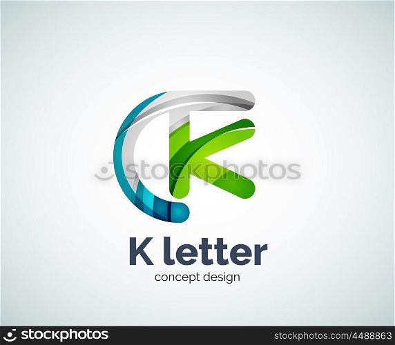 Vector k letter logo, abstract geometric logotype template, created with overlapping elements