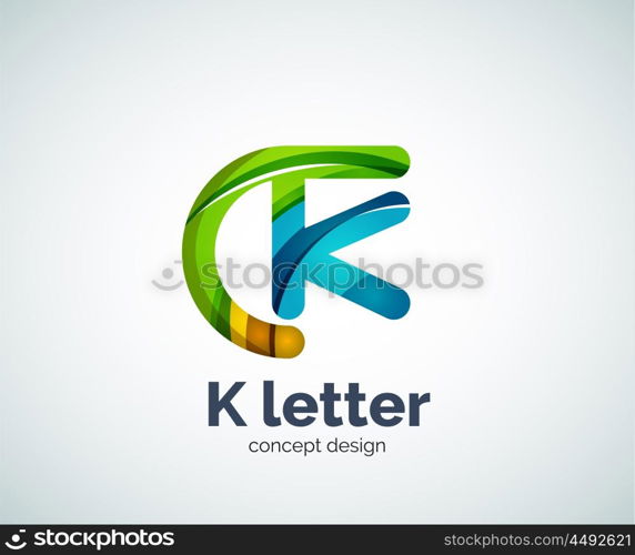 Vector k letter logo, abstract geometric logotype template, created with overlapping elements