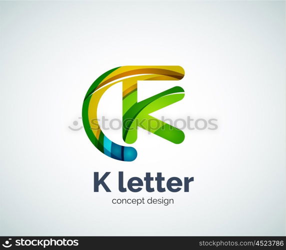 Vector k letter logo, abstract geometric logotype template, created with overlapping elements