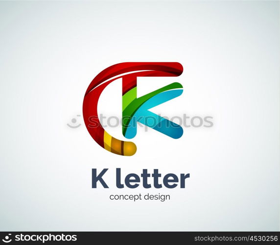 Vector k letter logo, abstract geometric logotype template, created with overlapping elements