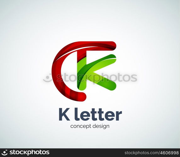 Vector k letter logo, abstract geometric logotype template, created with overlapping elements