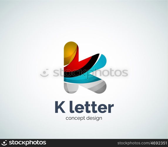 Vector k letter logo, abstract geometric logotype template, created with overlapping elements