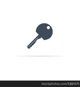 vector key icon for door lock with shadow