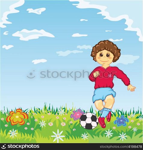 vector kid playing soccer