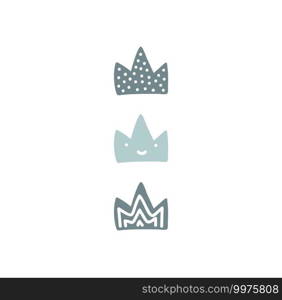 Vector king and queen crown, flat vector cartoon illustration doodle drawing, baby blue crowns with dots and lines inside, crowns drawing. princess diadem symbol.. Vector king and queen crown, flat vector cartoon illustration doodle drawing, baby blue crowns with dots and lines inside, crowns drawing. princess diadem symbol