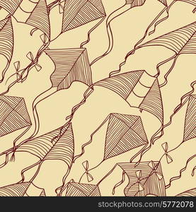 Vector kites for your design. Seamless pattern.. Vector kites for your design. Seamless pattern