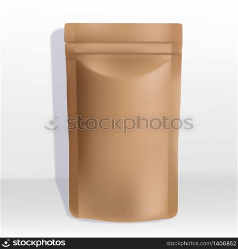 Vector Kraft Paper Zipper Pouch or Sachet Packaging