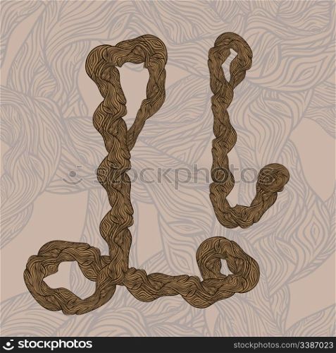 "vector "l" letter of oak tree wooden texture on seamless wooden background"