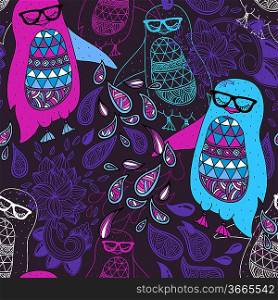 vector l seamless pattern with colorful penguins