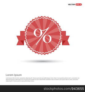 vector labels Percent price icon - Red Ribbon banner