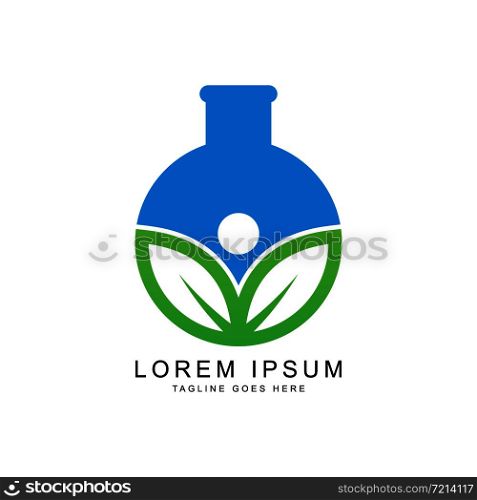 Vector laboratory and logo combination of people. Bottle and community symbols or icons. logo design type combination