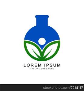 Vector laboratory and logo combination of people. Bottle and community symbols or icons. logo design type combination