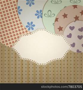 vector lacy napkin abd circle retro patterns on seamless background with stripes and dots, clipping mask, patterns can be used separately