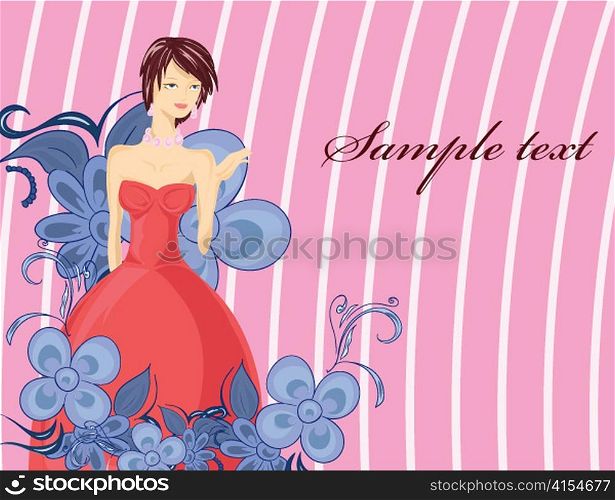vector lady with floral