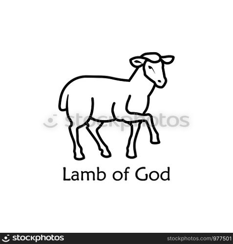 Vector lamb outline icon, sheep icon. Isolated lamb label