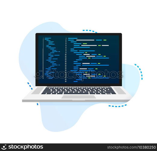 Vector laptop coding pattern. Web developer, design, programming. Laptop screen code. Vector illustration. Vector laptop coding pattern. Web developer, design, programming. Laptop screen code. Vector illustration.