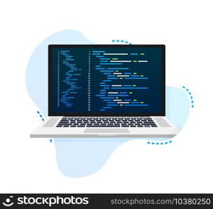 Vector laptop coding pattern. Web developer, design, programming. Laptop screen code. Vector illustration. Vector laptop coding pattern. Web developer, design, programming. Laptop screen code. Vector illustration.