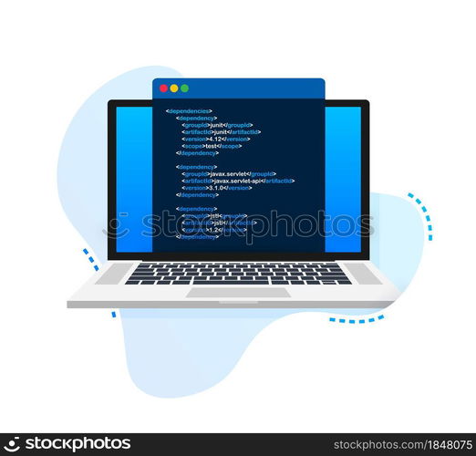 Vector laptop coding pattern. Web developer, design, programming. Laptop screen code. Vector illustration. Vector laptop coding pattern. Web developer, design, programming. Laptop screen code. Vector illustration.