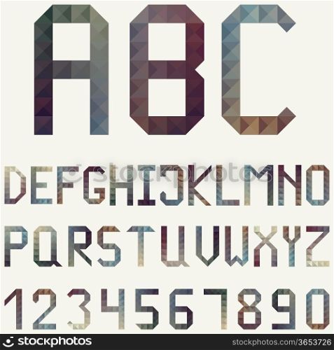 Vector Latin Alphabet made of Geometric Pattern: includes letters and numbers
