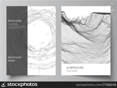 Vector layout of A4 cover mockups templates for brochure, flyer layout, booklet, cover design, book design, cover. Abstract 3d digital backgrounds for futuristic minimal technology concept design. Vector layout of A4 cover mockups templates for brochure, flyer layout, booklet, cover design, book design, cover. Abstract 3d digital backgrounds for futuristic minimal technology concept design.