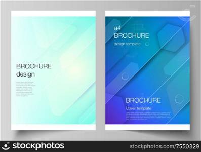 Vector layout of A4 format modern cover mockups design templates for brochure, magazine, flyer, booklet. Futuristic technology design, colorful backgrounds with fluid gradient shapes composition. Vector layout of A4 format modern cover mockups design templates for brochure, magazine, flyer, booklet. Futuristic technology design, colorful backgrounds with fluid gradient shapes composition.