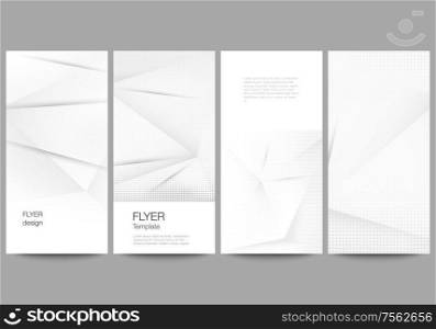 Vector layout of flyer, banner design templates for website advertising design, vertical flyer design, website decoration. Halftone dotted background with gray dots, abstract gradient background. Vector layout of flyer, banner design templates for website advertising design, vertical flyer design, website decoration. Halftone dotted background with gray dots, abstract gradient background.