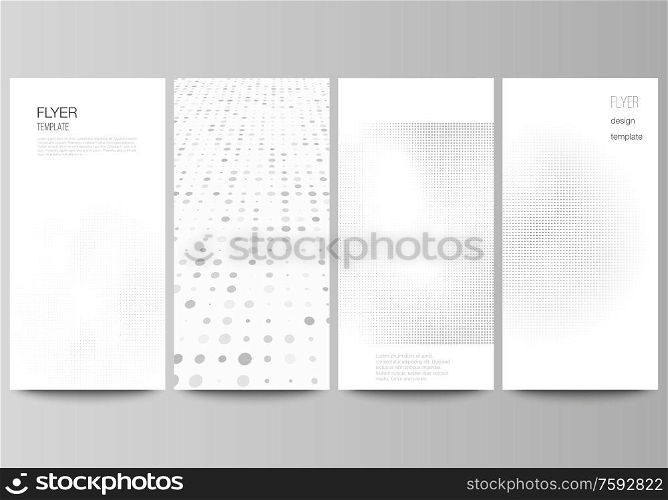 Vector layout of flyer, banner design templates for website advertising design, vertical flyer design, website decoration. Halftone effect decoration with dots. Dotted pattern for grunge style. Vector layout of flyer, banner design templates for website advertising design, vertical flyer design, website decoration. Halftone effect decoration with dots. Dotted pattern for grunge style.