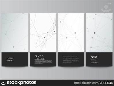 Vector layout of flyer, banner design templates for website advertising design, vertical flyer design, website decoration. Gray technology background with connecting lines and dots. Network concept. Vector layout of flyer, banner design templates for website advertising design, vertical flyer design, website decoration. Gray technology background with connecting lines and dots. Network concept.