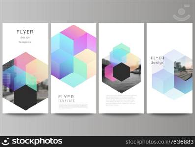 Vector layout of flyer, banner design templates with abstract shapes and colors for website advertising design, vertical flyer design, website decoration backgrounds. Vector layout of flyer, banner design templates with abstract shapes and colors for website advertising design, vertical flyer design, website decoration backgrounds.