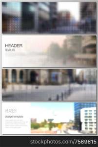 Vector layout of headers, banner design templates for website footer design, horizontal flyer design, website header. Abstract halftone effect decoration with dots. Dotted pattern decoration. Vector layout of headers, banner design templates for website footer design, horizontal flyer design, website header. Abstract halftone effect decoration with dots. Dotted pattern decoration.